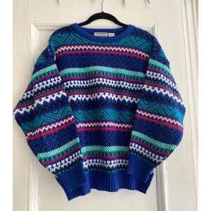 Vintage International Stefano Sportswear Sweater M Nordic Fair Isle 80s 90s